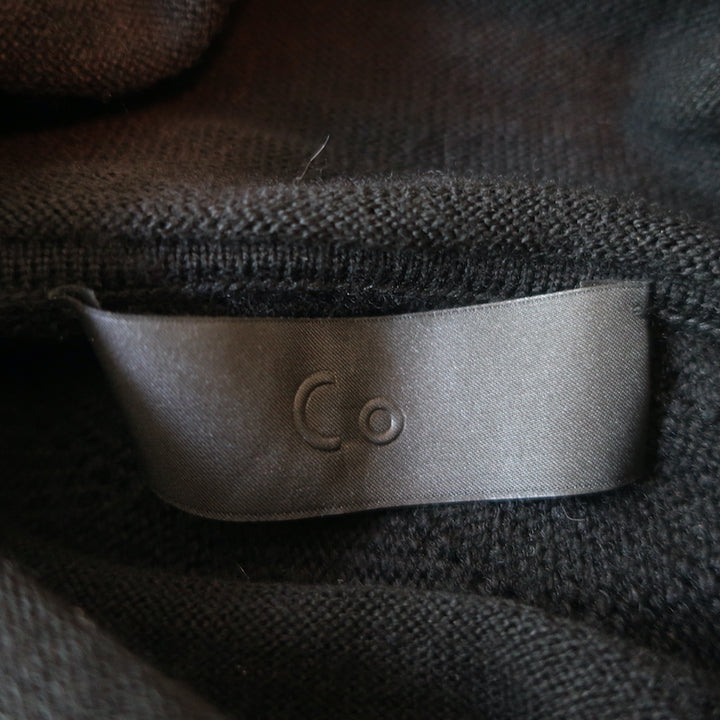 Co Bell Sleeve Turtleneck Sweater Black Wool-Blend Pointelle Knit Size Medium