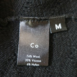 Co Bell Sleeve Turtleneck Sweater Black Wool-Blend Pointelle Knit Size Medium
