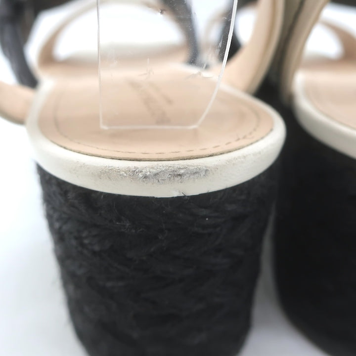 Bottega Veneta Intrecciato Platform Espadrille Wedge Sandals Black/White Size 41/ US 10.5
