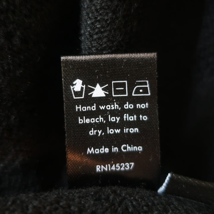 Co Bell Sleeve Turtleneck Sweater Black Wool-Blend Pointelle Knit Size Medium
