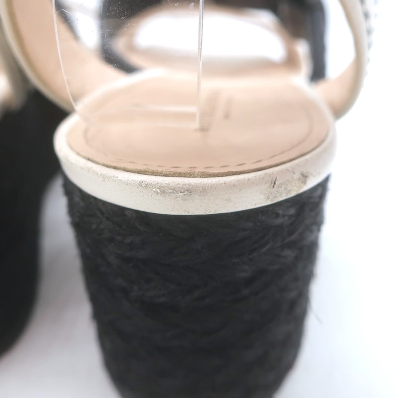 Bottega Veneta Intrecciato Platform Espadrille Wedge Sandals Black/White Size 41/ US 10.5