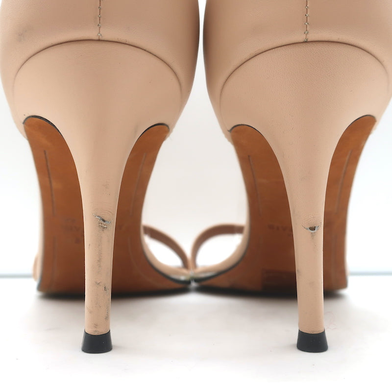 Givenchy Nadia Ankle Strap Sandals Nude Leather Size 41 Open Toe Heels