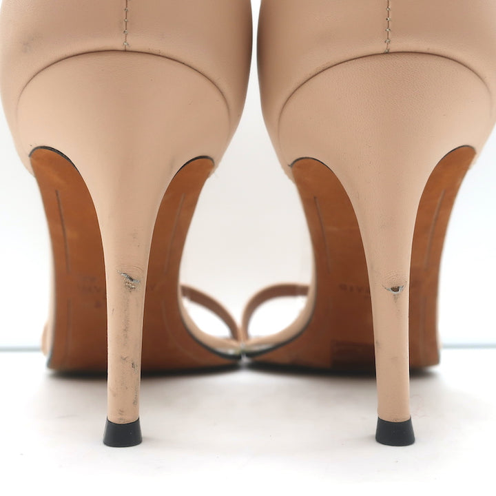 Givenchy Nadia Ankle Strap Sandals Nude Leather Size 41 Open Toe Heels
