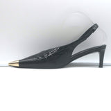 ANINE BING Nina Slingback Pumps Black Croc-Embossed Patent Leather Size 39