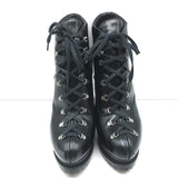 Alaia Platform Hiking Boots Black Leather Size 41 Lace-Up Ankle Boots