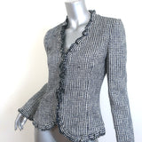 Armani Collezioni Fringed Metallic Tweed Jacket Navy/White Size 6