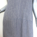 Boboutic Sleeveless V-Neck Midi Dress Blue-Gray Woven Cashmere-Blend Size Small