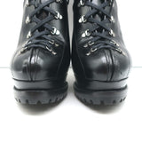 Alaia Platform Hiking Boots Black Leather Size 41 Lace-Up Ankle Boots