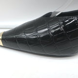 ANINE BING Nina Slingback Pumps Black Croc-Embossed Patent Leather Size 39