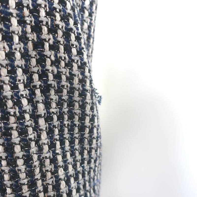 Armani Collezioni Fringed Metallic Tweed Jacket Navy/White Size 6