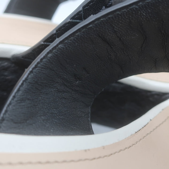 Bottega Veneta Intrecciato Platform Espadrille Wedge Sandals Black/White Size 41/ US 10.5