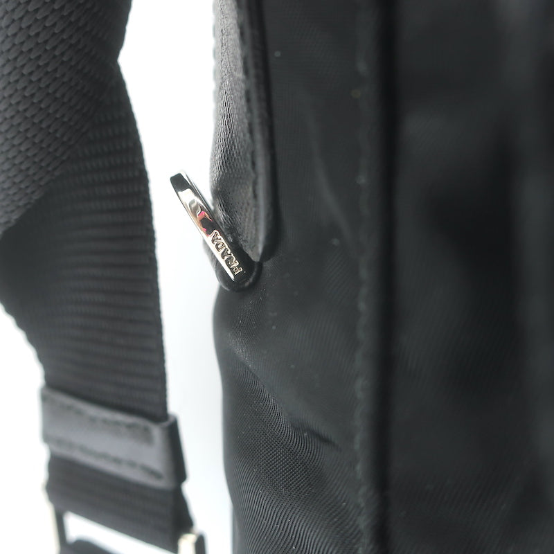 Prada Vela Small Hunting Bag Black Nylon Buckle Flap Crossbody
