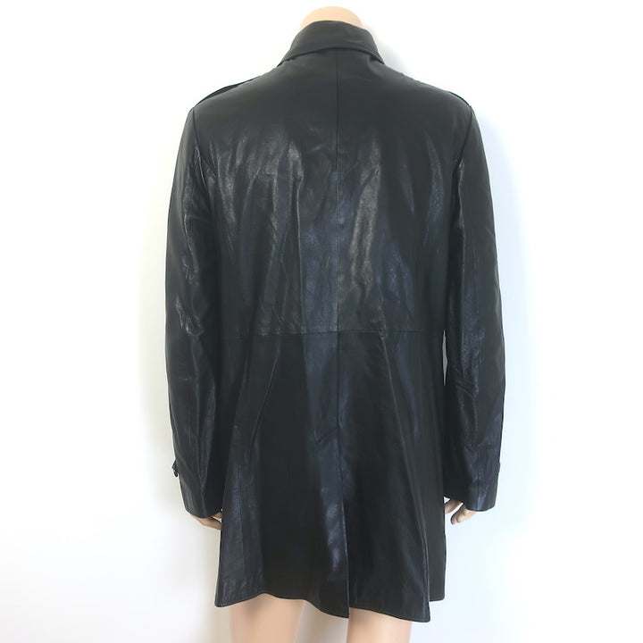 John Varvatos Lambskin Leather Trench Coat Black Size 52 NEW