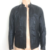 Vince Leather Zip-Up Biker Jacket Black Size Medium