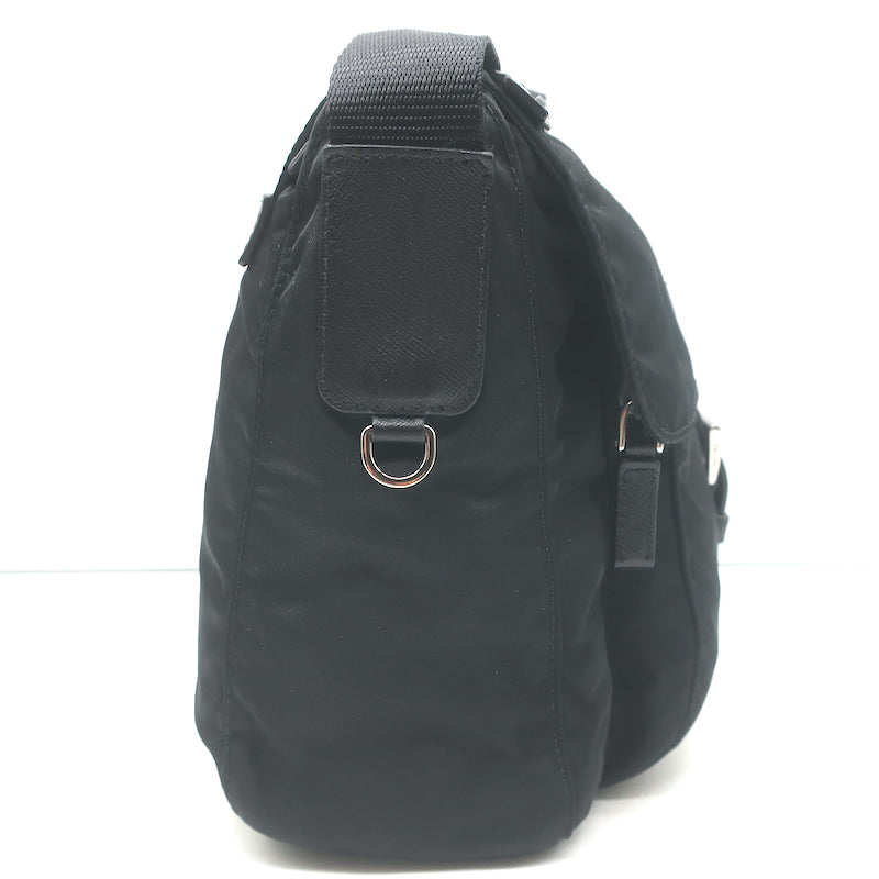 Prada Vela Small Hunting Bag Black Nylon Buckle Flap Crossbody