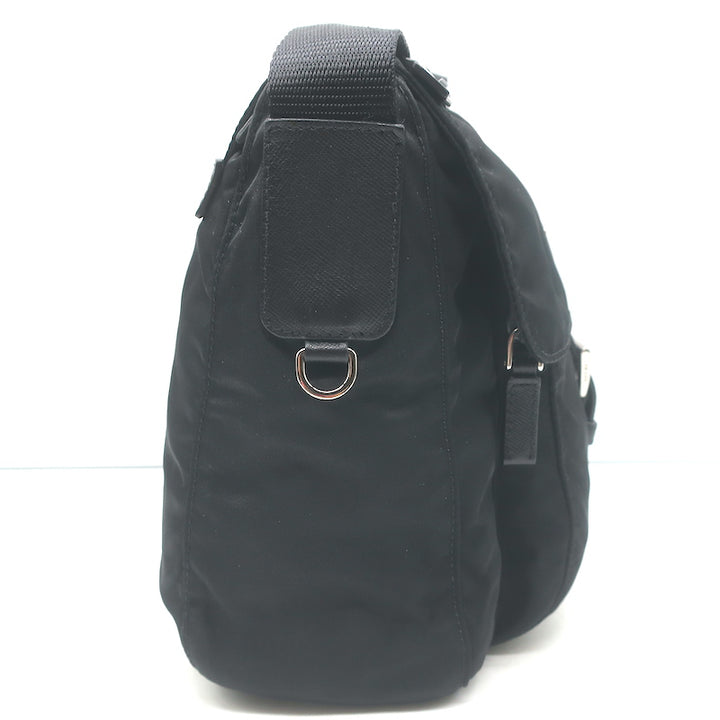 Prada Vela Small Hunting Bag Black Nylon Buckle Flap Crossbody