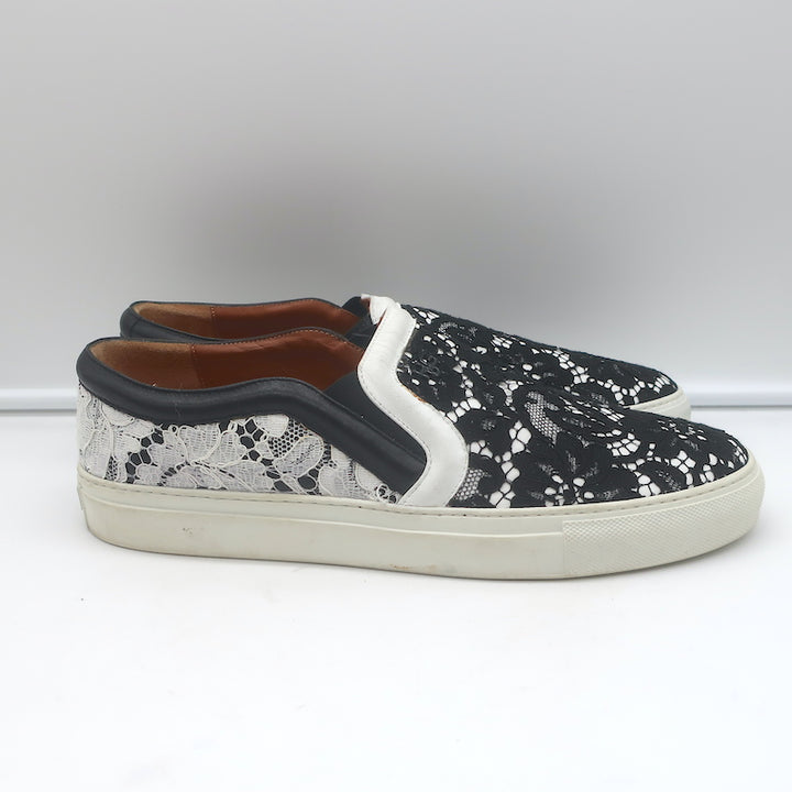 Givenchy Two-Tone Lace Slip-On Skate Sneakers Black &amp; White Size 41