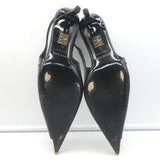 ANINE BING Nina Slingback Pumps Black Croc-Embossed Patent Leather Size 39