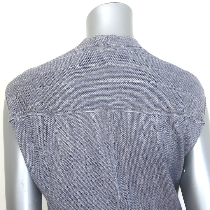 Boboutic Sleeveless V-Neck Midi Dress Blue-Gray Woven Cashmere-Blend Size Small
