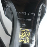 ANINE BING Nina Slingback Pumps Black Croc-Embossed Patent Leather Size 39