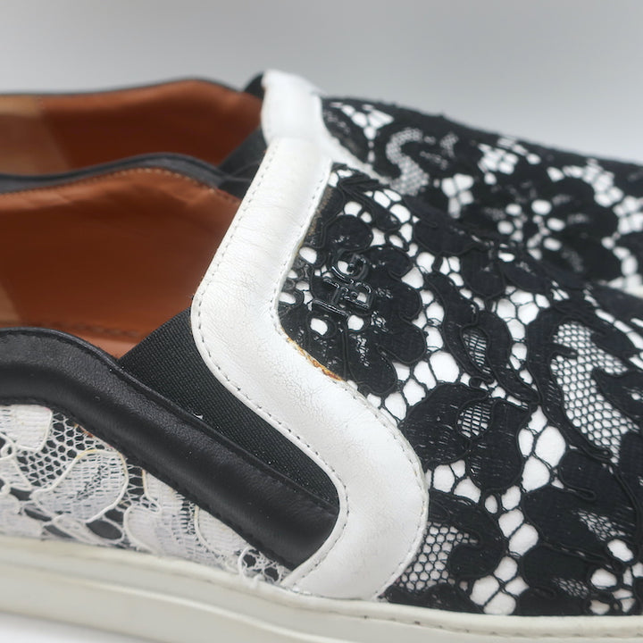 Givenchy Two-Tone Lace Slip-On Skate Sneakers Black &amp; White Size 41
