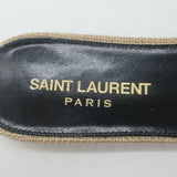 Saint Laurent Nu Pieds Tribute Slide Sandals Brown Leather & Canvas Size 36.5