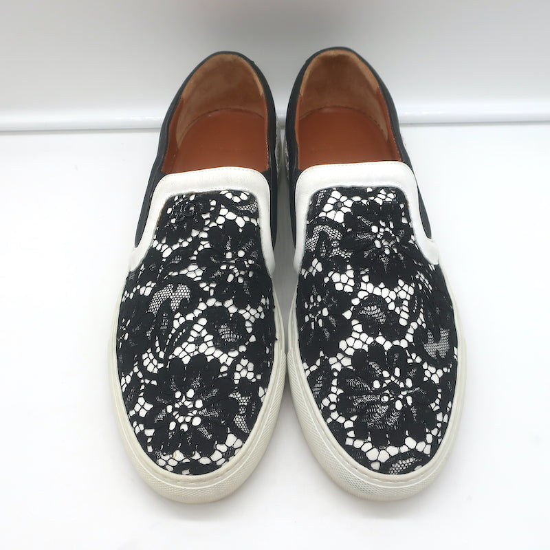Givenchy Two-Tone Lace Slip-On Skate Sneakers Black &amp; White Size 41