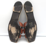 Saint Laurent Nu Pieds Tribute Slide Sandals Brown Leather & Canvas Size 36.5