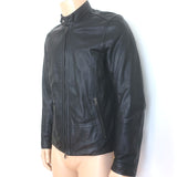 Vince Leather Zip-Up Biker Jacket Black Size Medium