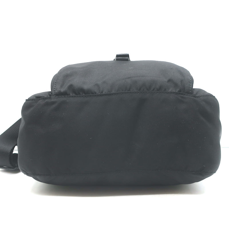 Prada Vela Small Hunting Bag Black Nylon Buckle Flap Crossbody