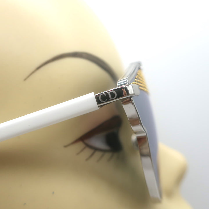 Christian Dior DiorSoRealS Studded Mirrored Brow Bar Sunglasses White 85LDC 59mm