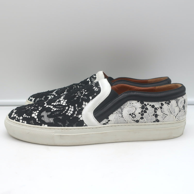 Givenchy Two-Tone Lace Slip-On Skate Sneakers Black &amp; White Size 41
