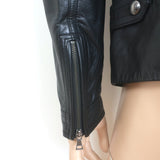 Vince Leather Zip-Up Biker Jacket Black Size Medium