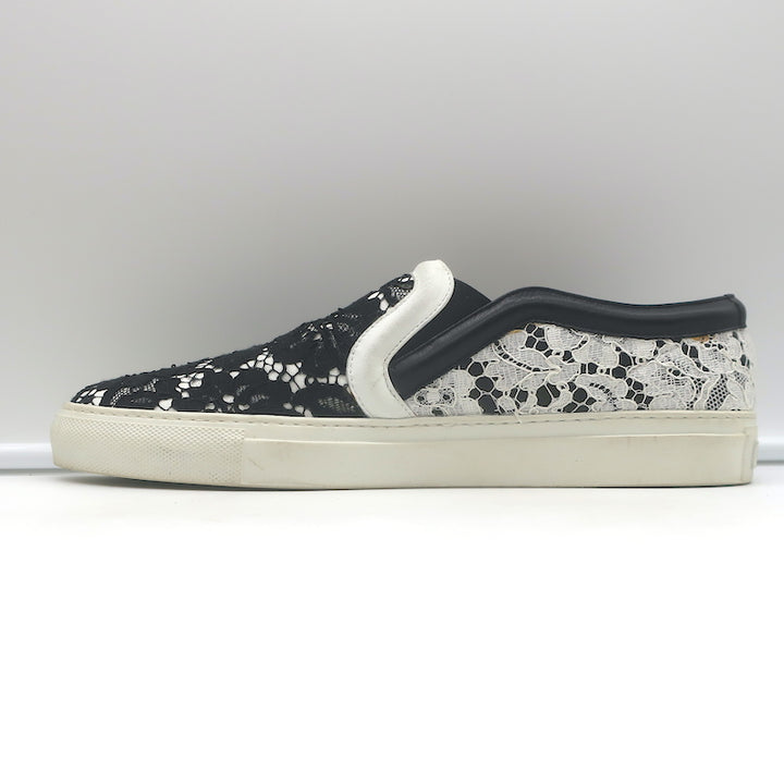 Givenchy Two-Tone Lace Slip-On Skate Sneakers Black &amp; White Size 41