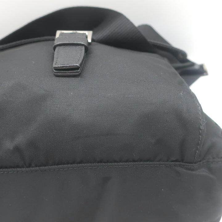 Prada Vela Small Hunting Bag Black Nylon Buckle Flap Crossbody