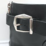 Jimmy Choo Brooklyn Moto Boots Black Leather Size 38.5