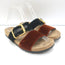 Prada Double-Strap Velvet Slide Sandals Brown & Black Size 36