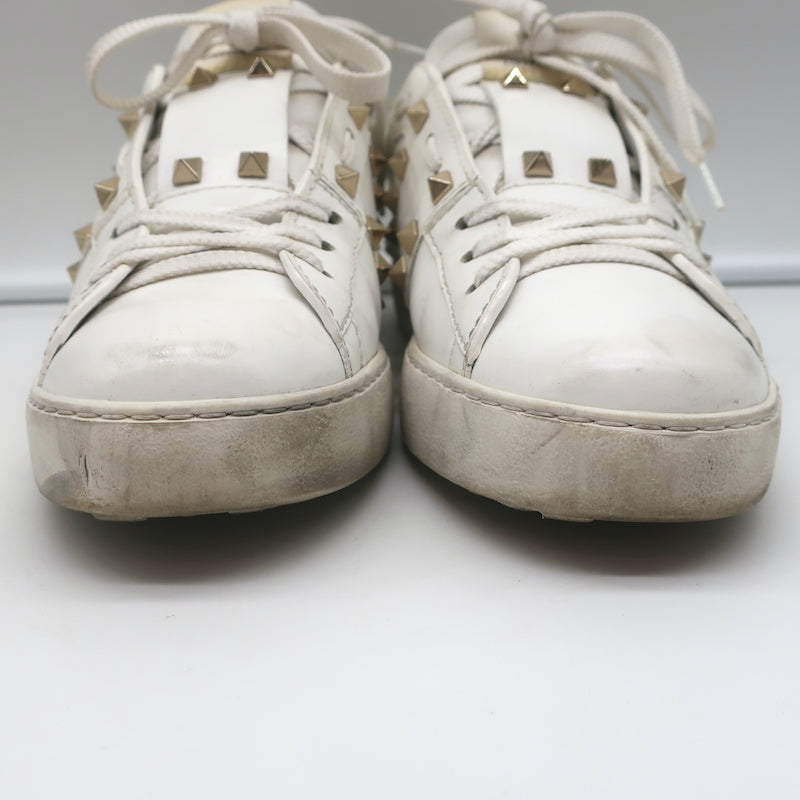 Valentino Rockstud Untitled Open Sneakers White Leather Size 39