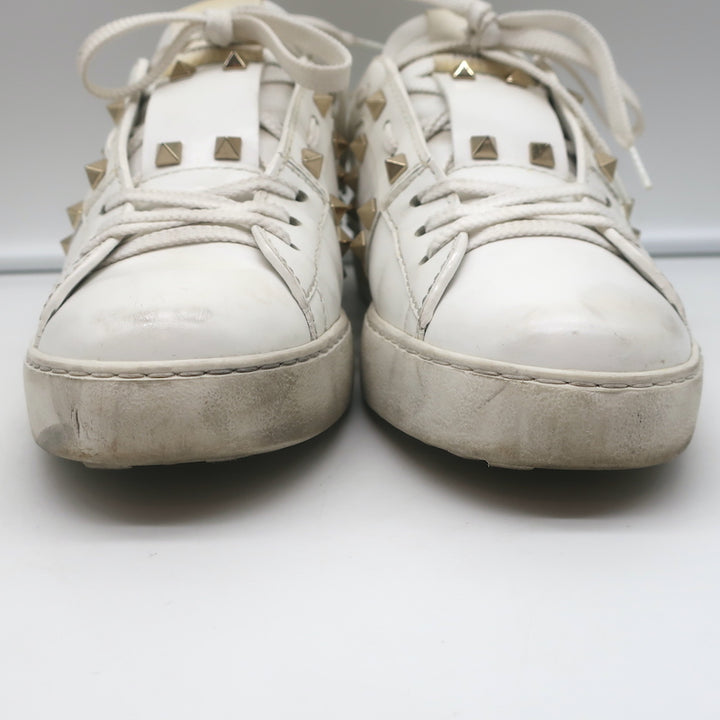 Valentino Rockstud Untitled Open Sneakers White Leather Size 39
