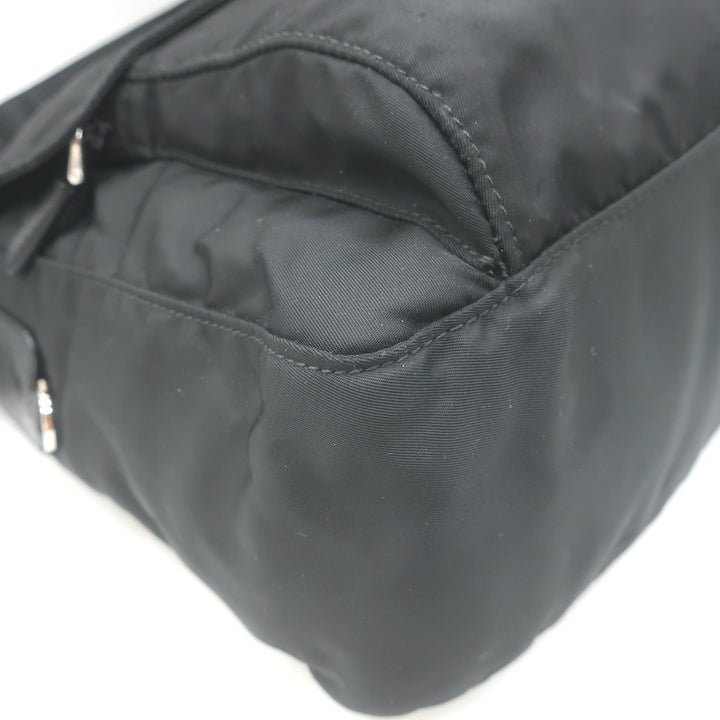 Prada Vela Small Hunting Bag Black Nylon Buckle Flap Crossbody