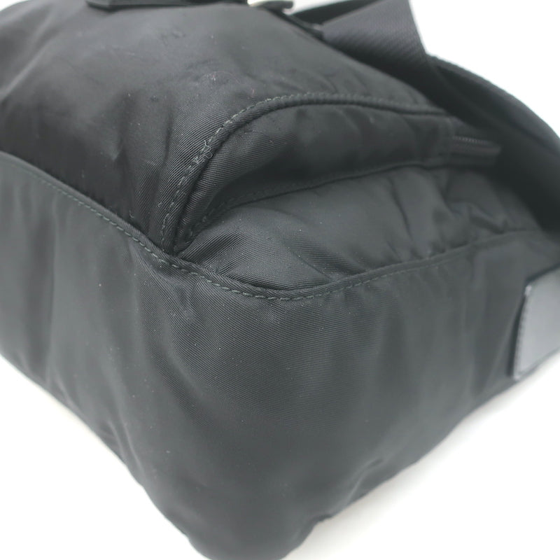 Prada Vela Small Hunting Bag Black Nylon Buckle Flap Crossbody