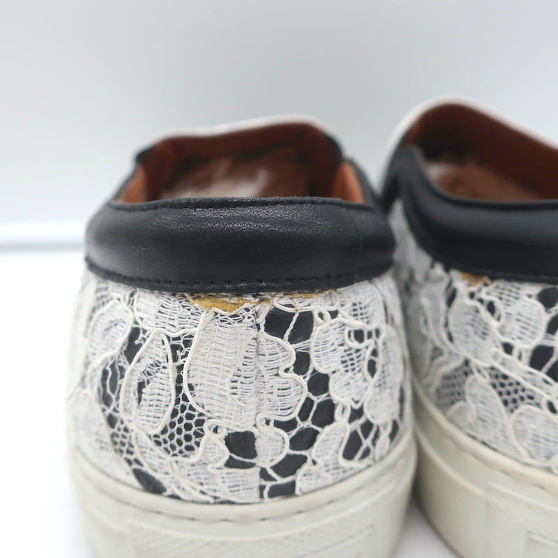 Givenchy Two-Tone Lace Slip-On Skate Sneakers Black &amp; White Size 41