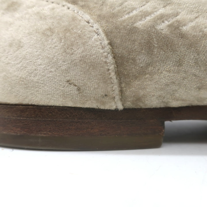 Brunello Cucinelli Monili-Beaded Velvet Loafers Metallic Beige Size 41/ US 10.5