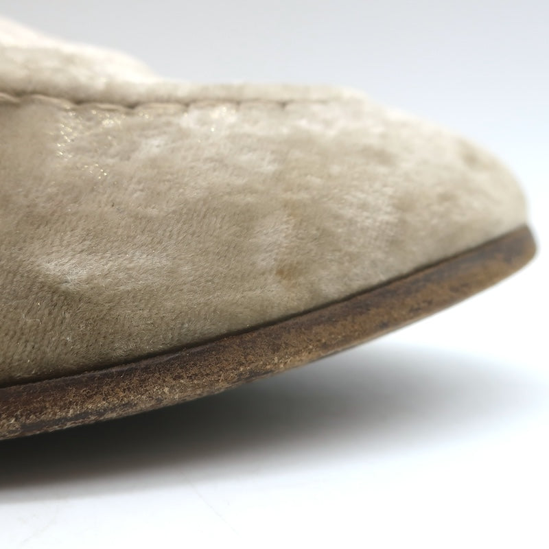 Brunello Cucinelli Monili-Beaded Velvet Loafers Metallic Beige Size 41/ US 10.5