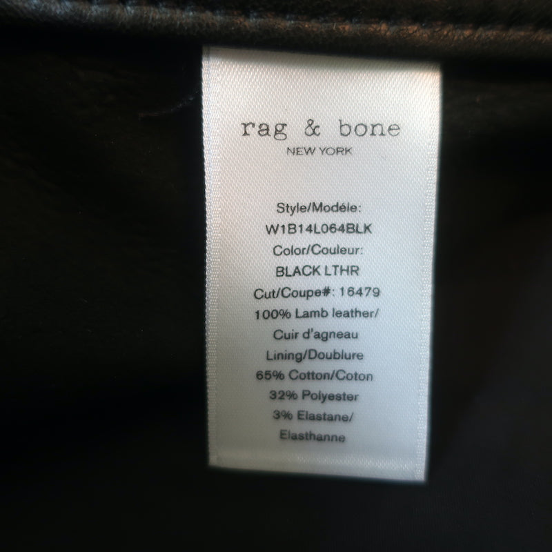 Rag &amp; Bone/JEAN Racer Mini Skirt Black Leather Size 27 NEW
