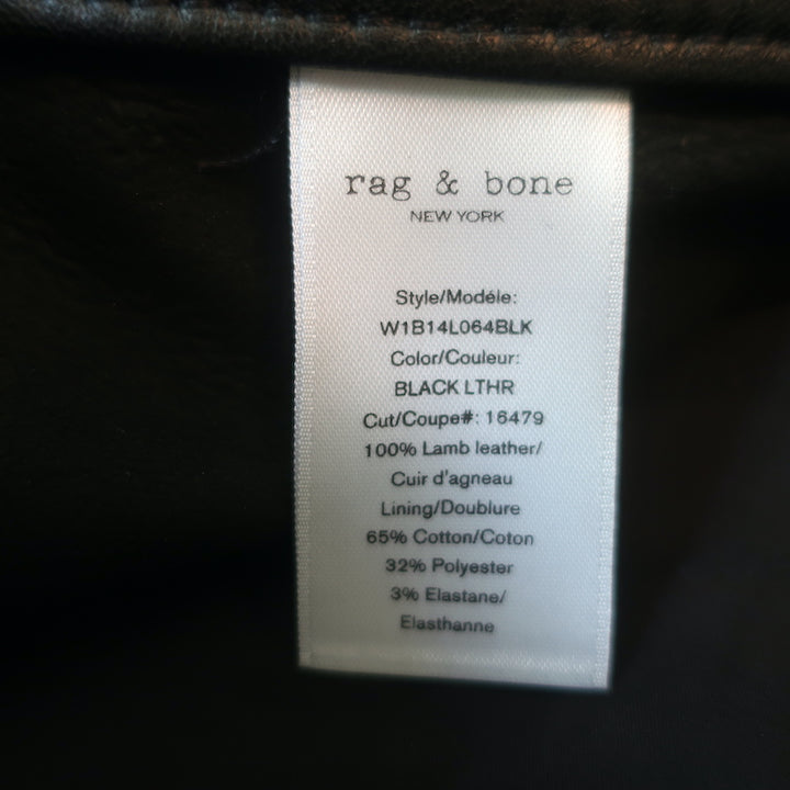 Rag &amp; Bone/JEAN Racer Mini Skirt Black Leather Size 27 NEW