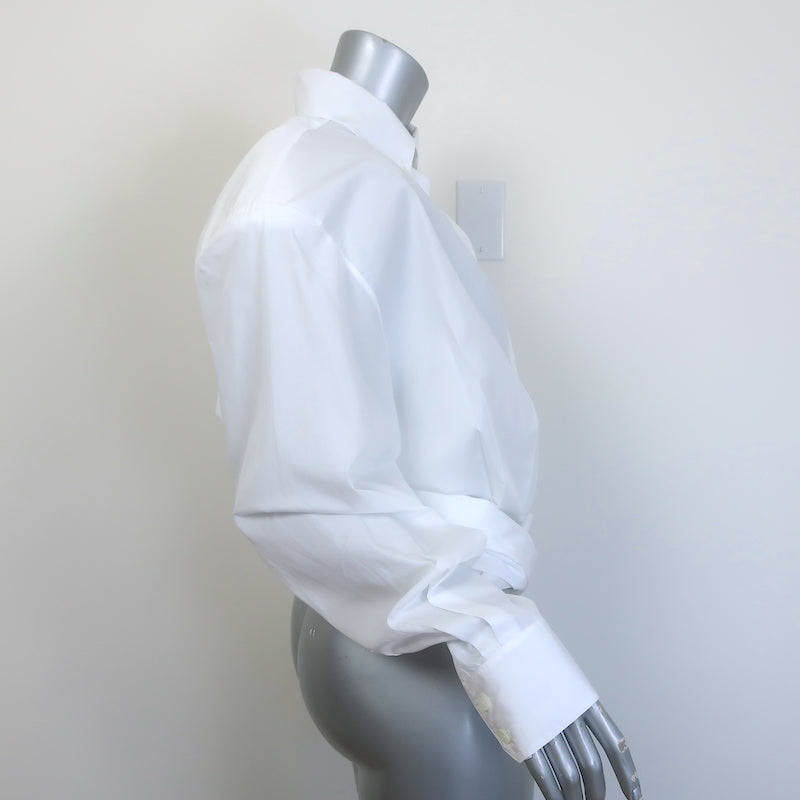 Alexandre Vauthier Button Down Wrap Shirt White Size 38 Padded Shoulder Top