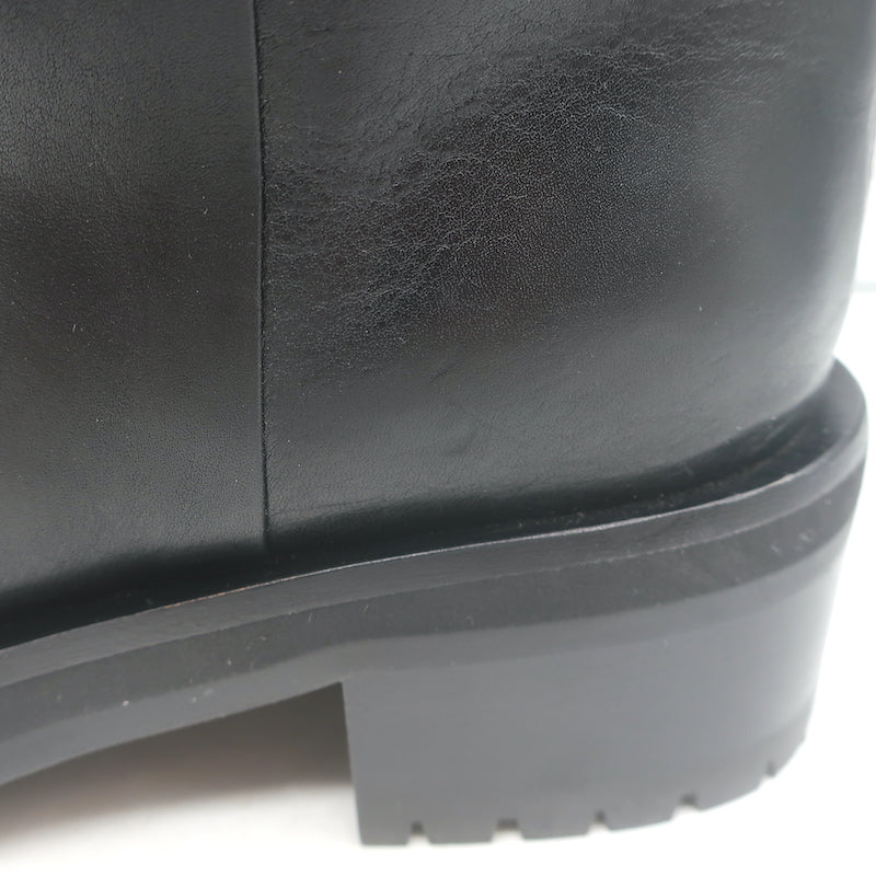 Jimmy Choo Brooklyn Moto Boots Black Leather Size 38.5