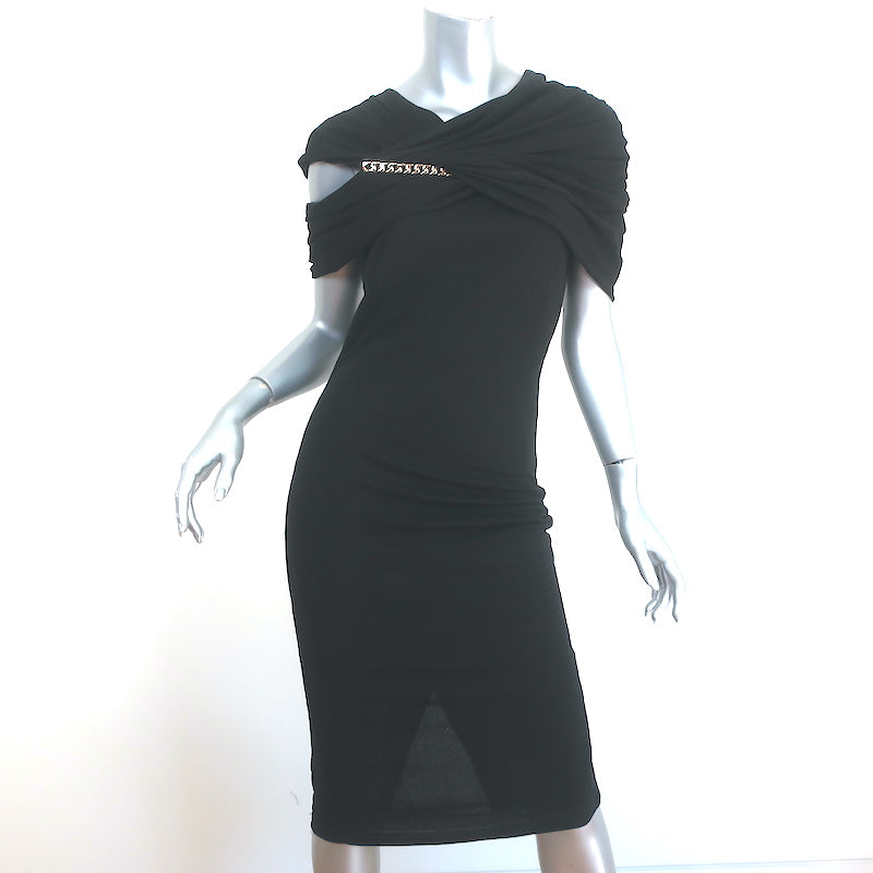 Givenchy Chain-Embellished Dress Black Draped Jersey Size 42 Celebrity Owned Givenchy Chain-Embellished Dress Black Draped Jersey Size 42 Celebrity Owned