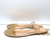 Gianvito Rossi Soleil Beaded Ankle Wrap Thong Sandals Gold Leather Size 40